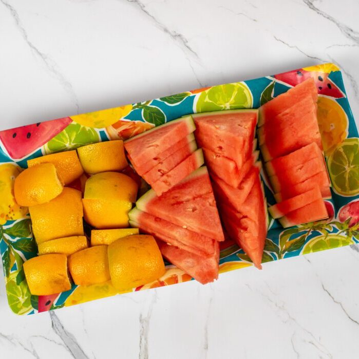 sliced fruit on a plate